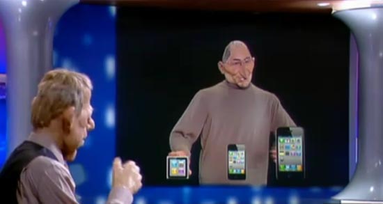 Steve Jobs presents the iPhone nano at the Info Guignols