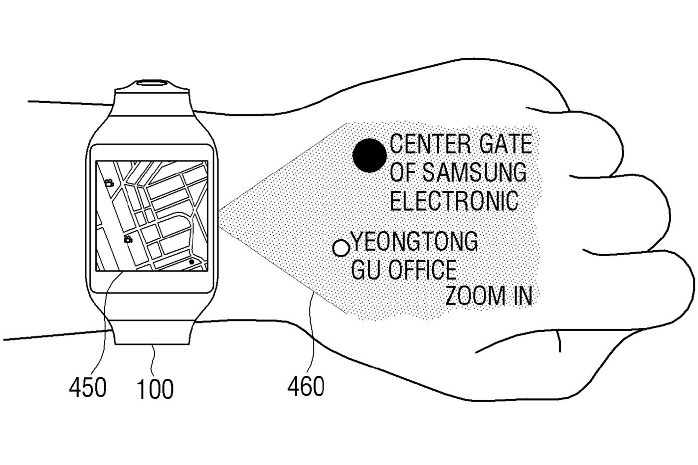 the smartwatch with integrated projector for remote display and extension