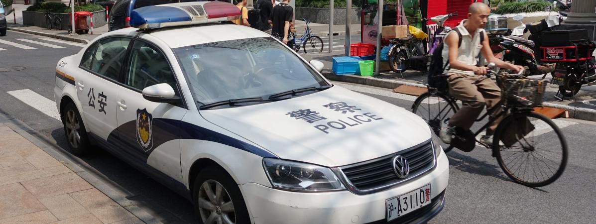 Police cars equipped with facial recognition cameras in China