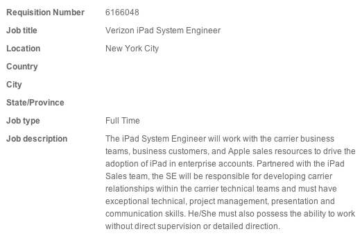 Apple looking for a CDMA engineer for Verizon