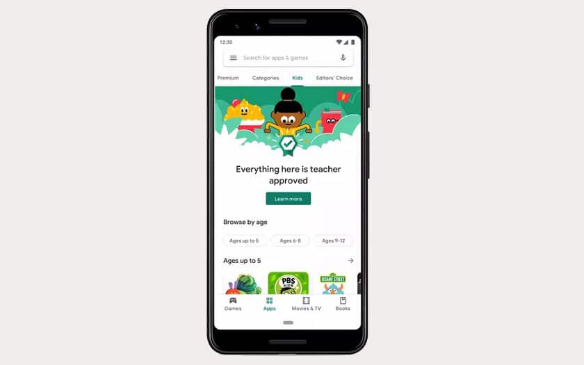 Google Play Store : applications pour enfants
