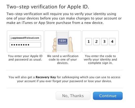 Apple ID verification - Apple ID et iCloud : désormais 2 étapes de vérification