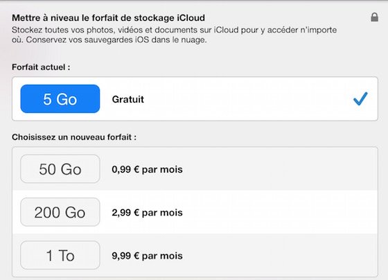 Forfaits stockage Apple iCloud Septembre 2015 - Apple : nouveaux forfaits de stockage iCloud disponibles