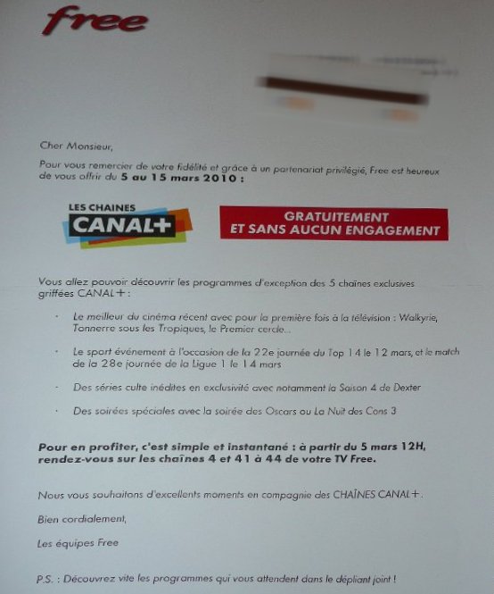 Canal + le Bouquet free for Free and Alice subscribers