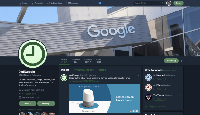 Twitter is testing a night mode on the PC version of its website