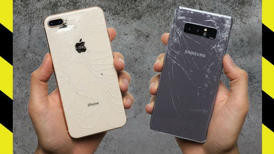 iphone 8 vs galaxy note 8 drop test - iPhone 8 Plus vs Galaxy Note 8 : quel est le plus résistant (drop test) ?